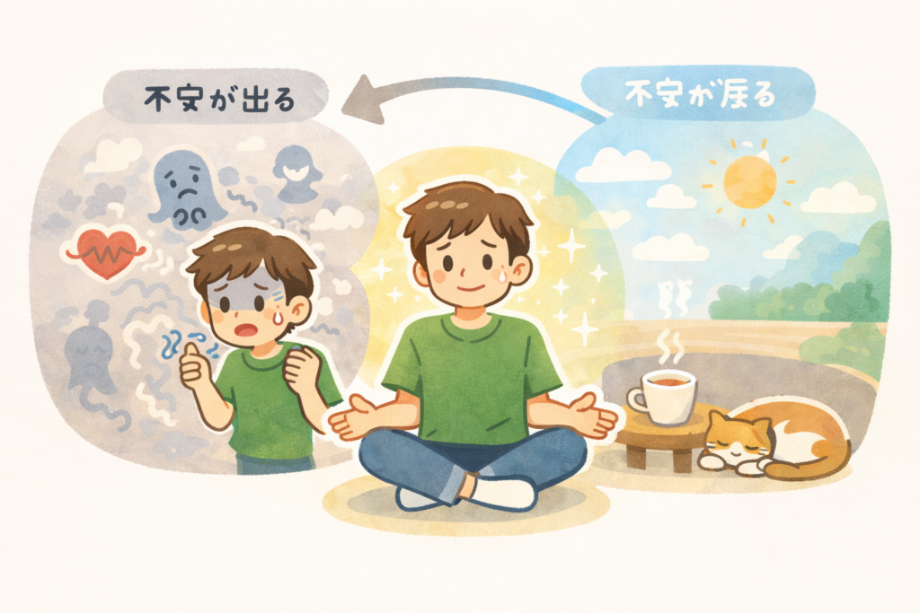 広場恐怖症や閉所恐怖症の完治について、ゼロに戻す考え方ではなく回復の捉え方を示しているイメージ 