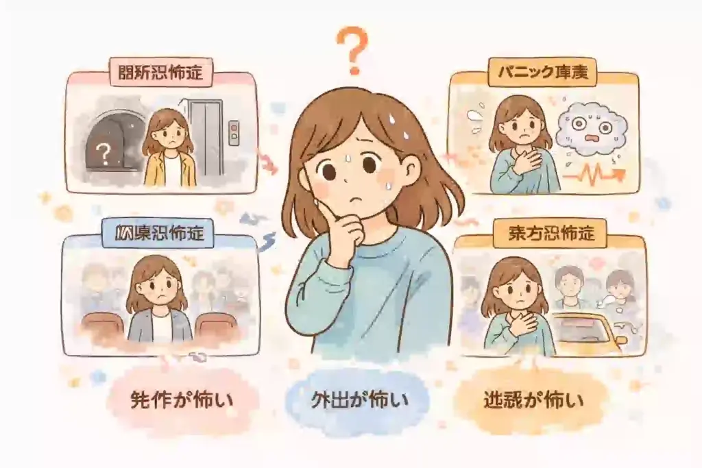 パニック障害や広場恐怖症の呼び方に悩みながら自分の状態を考えるイメージ